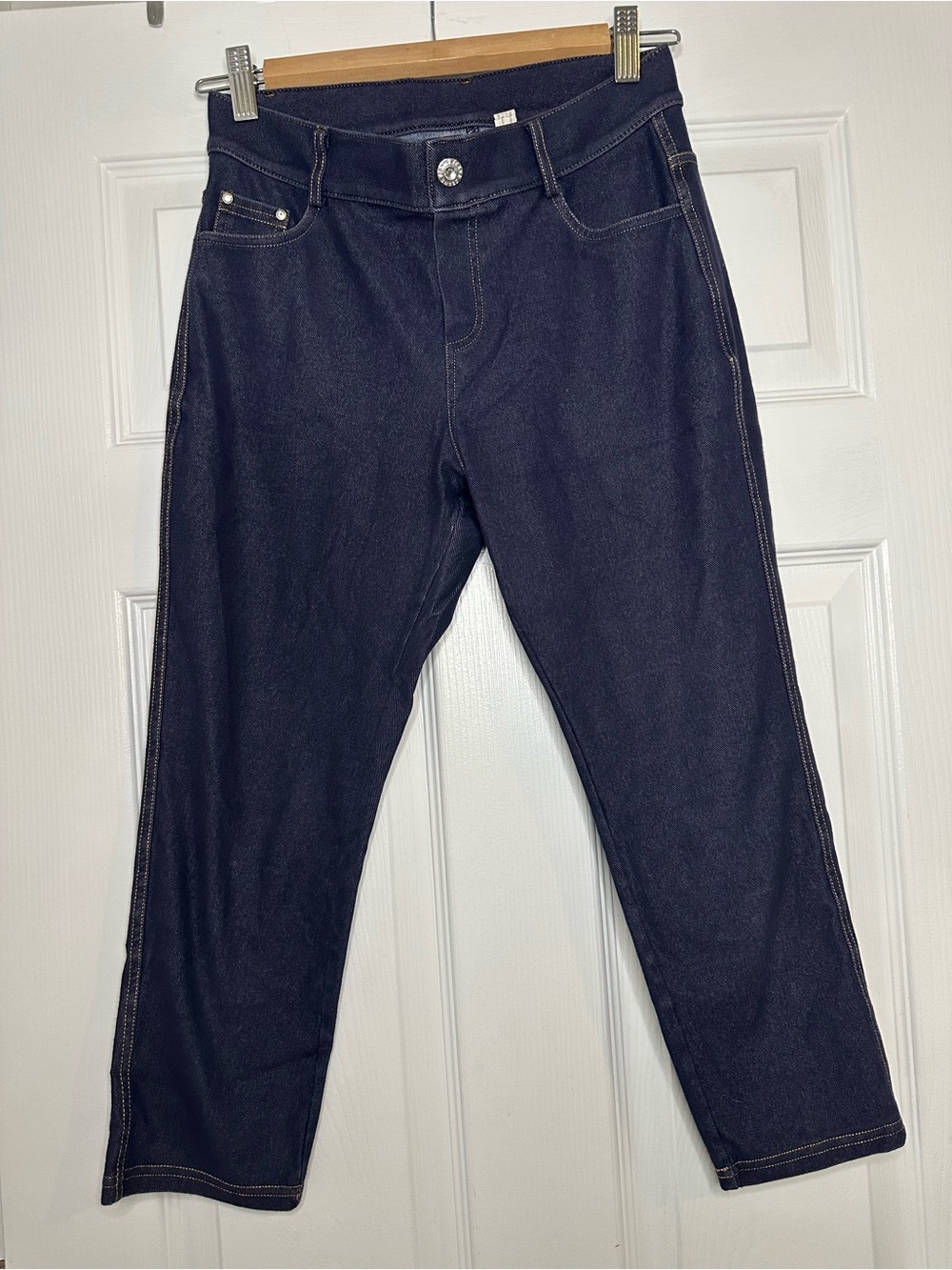 Dark Wash Wide Leg Pull On Jeggings Size Medium Stretch Women’s Denim